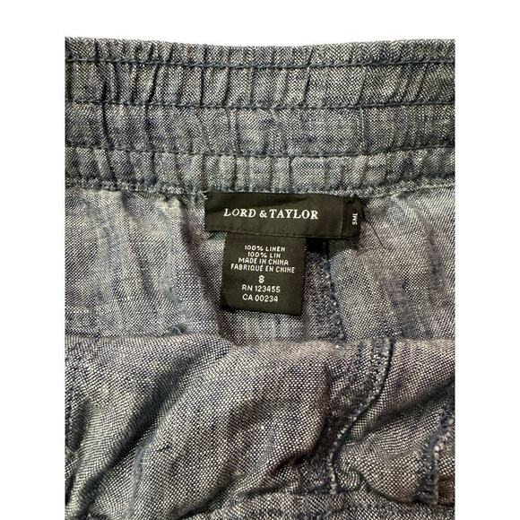 Lord & Taylor Women's Drawstring Waistband Soft Linen Mini Skirt Size 8 Blue - Picture 5 of 6